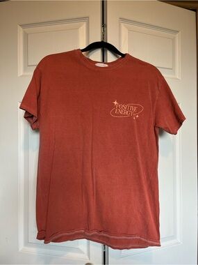 Topshop Rust Red 'Positive Energy' Short Sleeve Tee